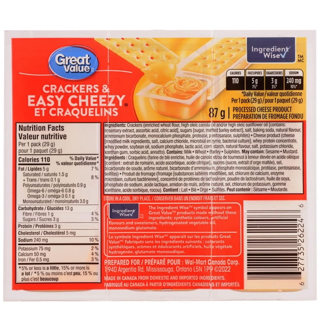 Easy Cheezy et craquelins Great Value