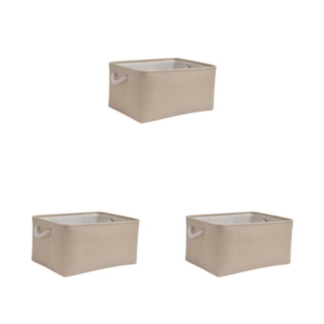 relayinert Contenant de Rangement pour Organisation et Poignée en Corde Robuste Boîte de Rangement Pliable Beige 36*26*16 Ensemble de 3