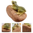 thumbnail image 4 of 3 Pcs Statues de Grenouille en Résine pour Décoration Couleur Verte Design Classique Imperméable 4.5 Pouces, 4 of 8