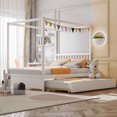 thumbnail image 1 of Gymax Full Size Canopy Bed with Trundle Wooden Platform Bed Frame Headboard White, 1 of 9