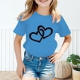 thumbnail image 2 of PMVFHDE T-Shirts Fille T-Shirt Enfant Filles Mignon Graphique Col Rond Manches Courtes Tee Été Décontracté T-Shirt Bleu Ciel, 1-2 Ans, 2 of 5