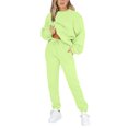 thumbnail image 1 of Innerwin Two Piece Outfit Drawstring Women Jogger Set Sports Long Sleeve Beam Foot Sweatsuits Fluorescent Green S, 1 of 6