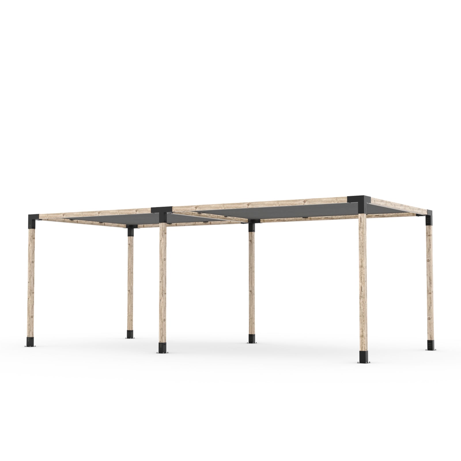 Toja 8' X 24' Double Pergola Kit With 2 Shade Sails For 4X4 Wood Posts