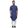 thumbnail image 3 of Atasi Kurta Asymétrique Chemise Décontractée Boutonnée Coton Kurta Décontractée Homme, 3 of 5