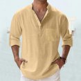 thumbnail image 2 of Kcodviy Mens Spring Summer Loose Print Sleeve Stand Solid Color Pocket Dragon Pants Men Long Sleeve Pullover Shirt, 2 of 7