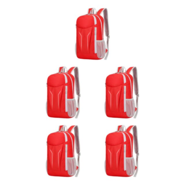 kurtrusly 1/2/3/5 Nylon Waterproof And Durable Camping Hiking Backpack For Convenient Travel Making Easy To Fold RED 5PCS