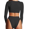 thumbnail image 3 of Babysbule Maillot de Bain Deux Pièces pour Femme Couleur Unie Col Rond Haut à Manches Longues Ensemble de Maillot de Bain Ensemble de Maillot de Bain Séparé, 3 of 3