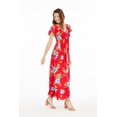 thumbnail image 2 of Women's Hawaiian Maxi Ruffle Sleeve Dress in Hibiscus Red, 2 of 5