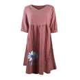 thumbnail image 5 of Robe d'Été Décontractée pour Femmes à Manches Trois Quarts 3/4, Col en V, à Imprimé, 5 of 5