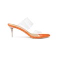 thumbnail image 3 of BLISSFUL STEP Women's Clear Slide Stiletto Heels Open Toe Slip On Sandals Orange 8, 3 of 7