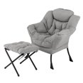 thumbnail image 1 of Costway Fauteuil de Repos Fauteuil d'Appoint de Détente avec Repose-Pieds Pliant et Pochette de Rangement Gris, 1 of 10