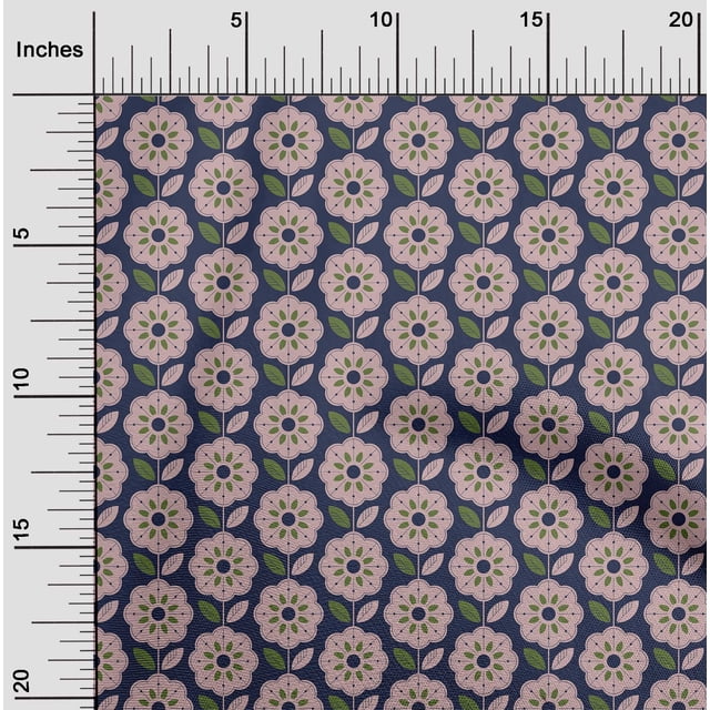 oneOone Polyester Lycra Navy Blue Fabric Florals Sewing Craft Projects Fabric Prints By Yard 56 Inch Wide