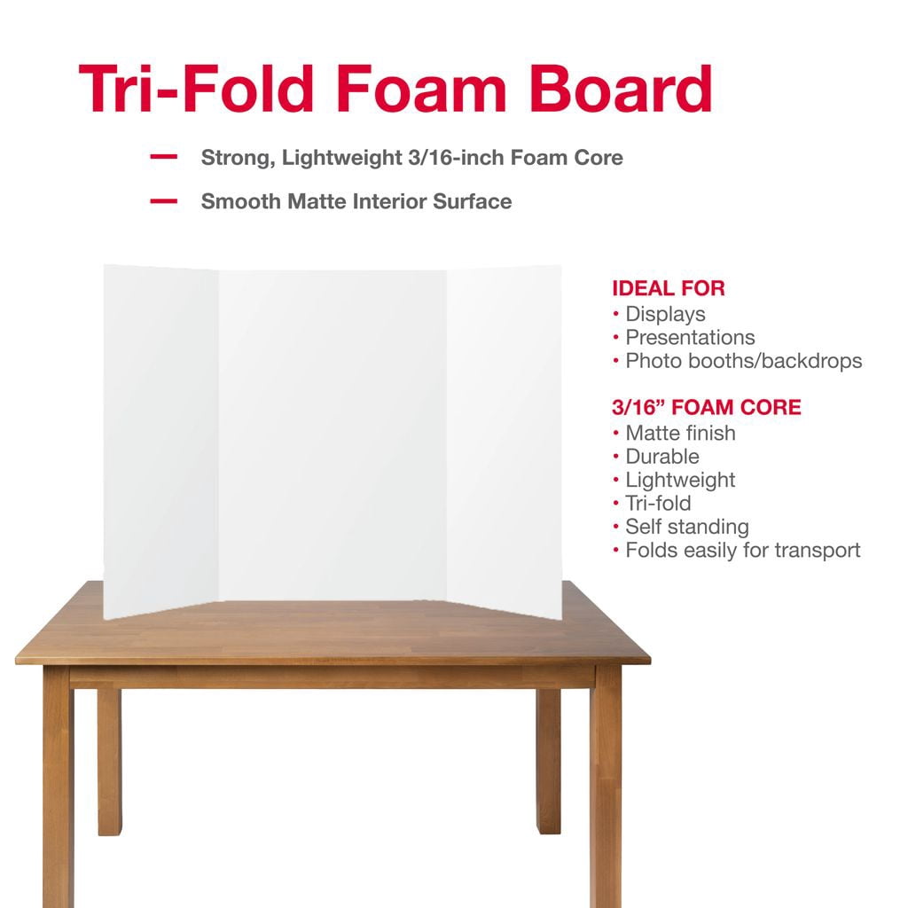 FORMIT Panneau De Présentation Pour Projets Triptyque Blanc 28 Po X 40 Po (71,1 Cm X 101,6 Cm)