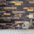 thumbnail image 1 of 3D Wallpaper Black/Gold Brick Wall SKU# WAL0123, 1 of 1