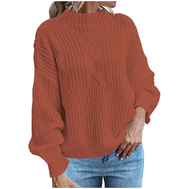 Yuyuzo Womens Sweaters Long Sleeve Round Neck Pullover Knitted Tops Fall Winter Casual Solid Color Sweaters