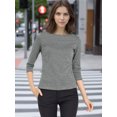 thumbnail image 2 of INSPIRE CHIC Women's Work 3/4 Sleeve Boat Neck Houndstooth Blouse Tops, 2 of 5