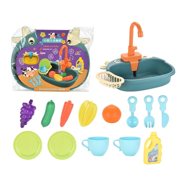 Ensemble de Jouets Lave-Vaisselle Bleu pour Enfants avec Système de Circulation d'Eau, Matériau Abs pour Jeu de Rôle