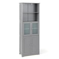 thumbnail image 1 of Gymax Bathroom Tall Storage Cabinet Linen Tower w/ Glass Door & Adjustable Shelf Grey, 1 of 10