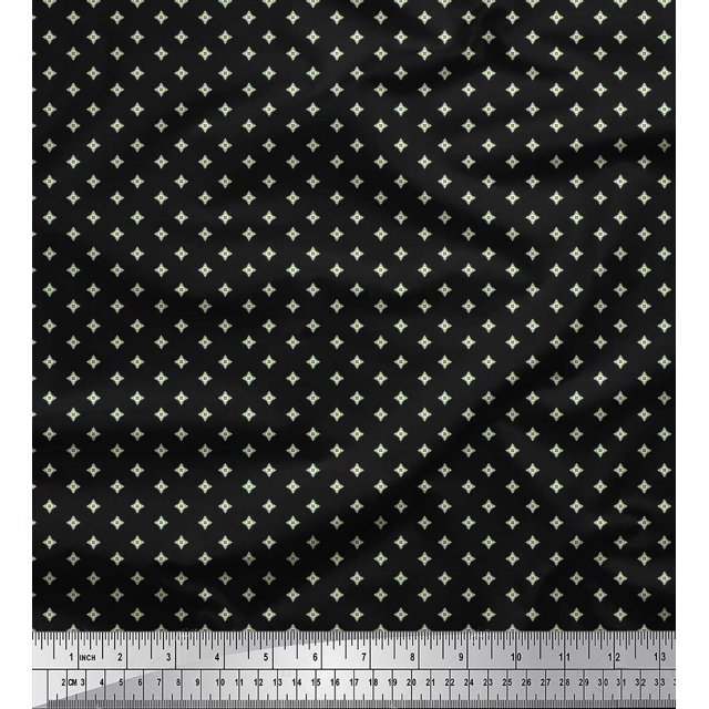 Soimoi Poly Georgette Fabric Geometric Star Shirting Printed Craft Fabric by The Yard 42 Inch Wide