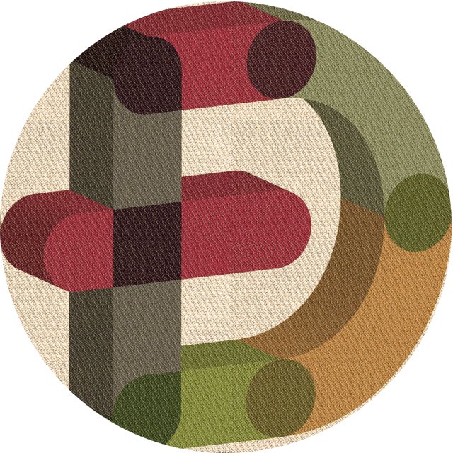 Ahgly Company Tapis d'Intérieur Ronds de Style Transitionnel Lavables à la Machine, Brun Gingembre Vert, 4 Pieds Rond