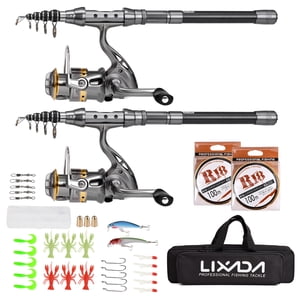 Pole Fishing Pole Combo Set 2PCS Rod and Reel Telescopic Fishing Rod Carbon Fiber Reels Fishing Accessories 1.8m