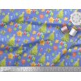 thumbnail image 2 of Soimoi Blue Modal Satin Fabric Gifts & Christmas Tree Print Sewing Fabric Yard 42 Inch Wide, 2 of 5