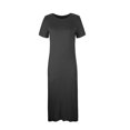 thumbnail image 4 of PEZHADA Longue Robe pour Femmes Été Robe Décontractée pour Femmes à Col Rond Couleur Unie Longue Robe à Manches Courtes Robe à Col Rond à Manches Longues Longue Robe à Manches Longues Longue Robe pour Femmes, 4 of 7