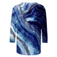 thumbnail image 4 of FAIWAD Femmes Bloc de Couleur 3/4 Chemises Col Rond Blouses Décontractées Élégantes Grande Taille Tunique de Sortie, 4 of 5