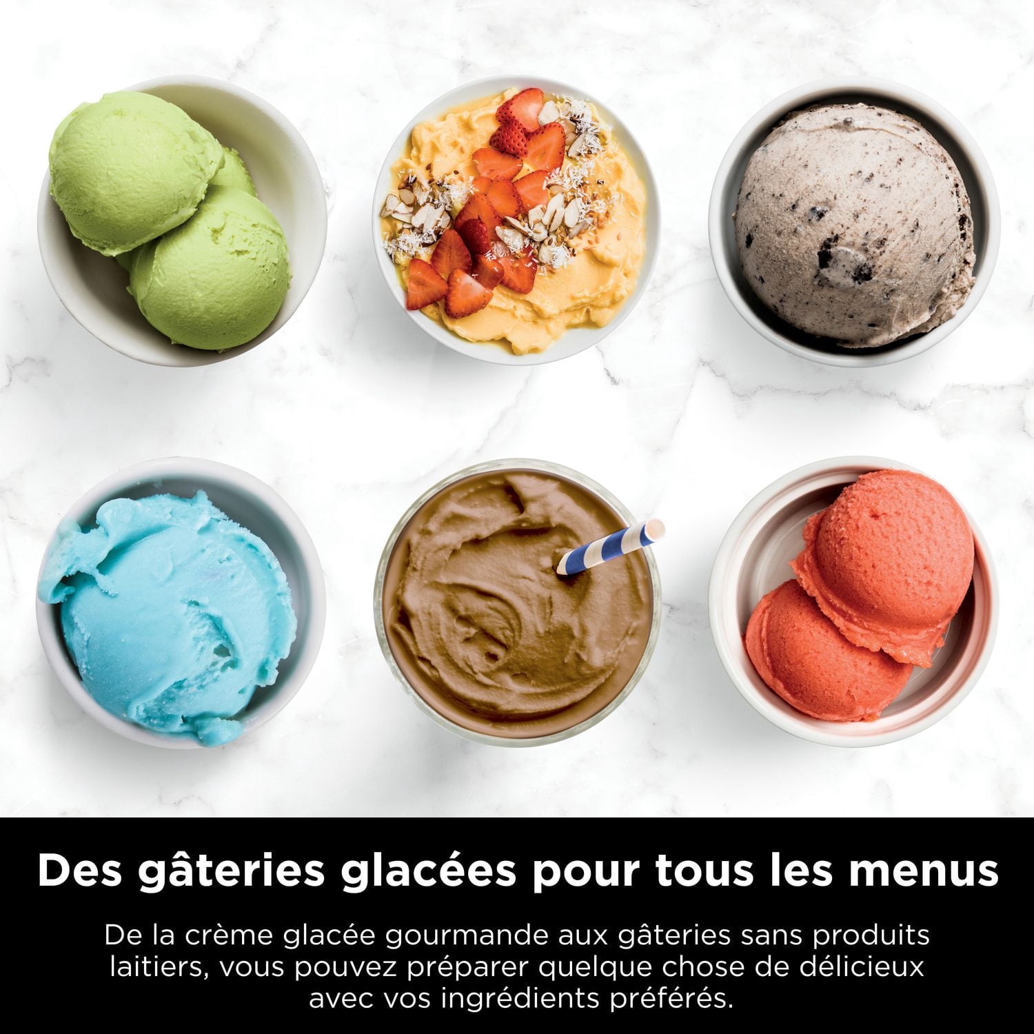 Ninja CREAMi, NC301C, Crème glacée, Sorbet, Gelato, Lait frappé, bol de boisson frappée, et Crème glacée légère, 7 Programmes, 800W, Argent