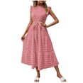 thumbnail image 2 of Ovzne Robes pour Femmes 2025 Robe Mode Femmes Été Décontractée Col Rond à Volants Manches Courtes Robe Unie Robe pour Femmes Manches Courtes Liquidation, 2 of 6
