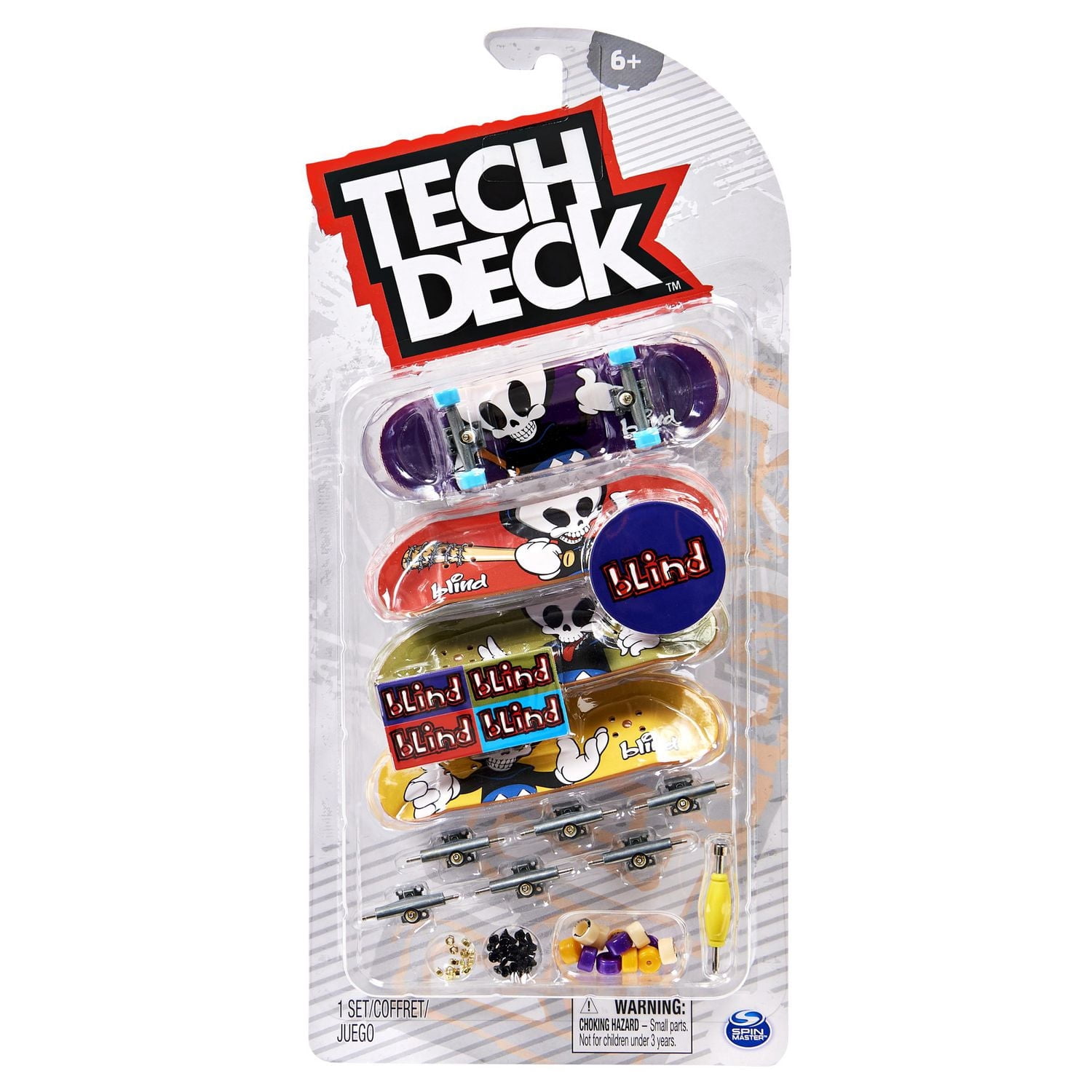Tech Deck, Ultra DLX Fingerboard 4-Pack, Blind Skateboards, Collectible and Customizable Mini Skateboards