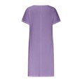 thumbnail image 4 of Robe d'Été pour Femmes 2024 Mode Grande Taille Col Rond à Nouer Manches Courtes Couleur Coton Robe en Coton et Lin Robe Longueur Genou avec Manches Courtes et Col Ras du Cou Rabais de 50 % Liquidation!, 4 of 5