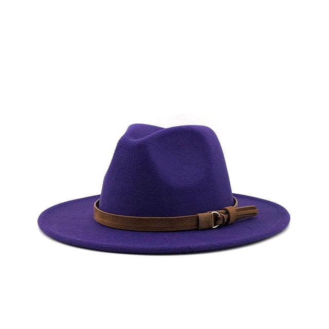 QualitChoice Woman Fedoras Hat Cap Female Comfortable Breathable Solid Color Winter Caps Purple 56-58cm
