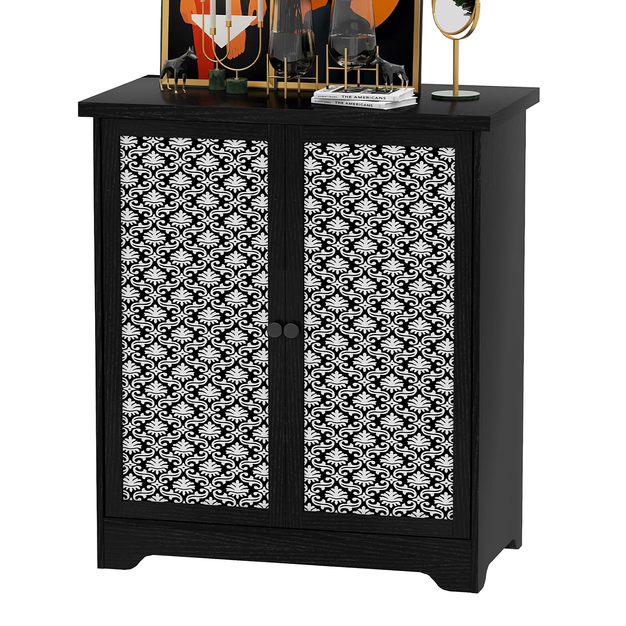 Modern Buffet Sideboard Cabinet with Drawer & Patterned Doors – Lockable Storage for Entryway, Kitchen, or Living Room