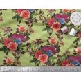 thumbnail image 2 of Soimoi Poly Georgette Fabric Geometric,Leaves & Peony Floral Printed Fabric 1 Yard 42 Inch Wide, 2 of 3
