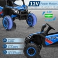 thumbnail image 4 of Ourlova 12V Kids Ride-On UTV Truck with Remote Control, 4WD/2WD Switchable, 4 Spring Suspension, EVA Tires, Safety Belt, Double Open Doors - Blue, 4 of 7