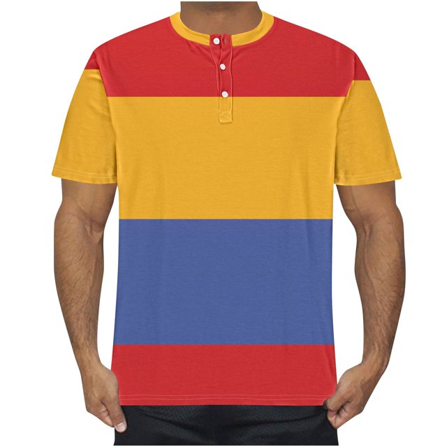 Zemub Haut/chemise à Manches Courtes à Col Rond à Rayures d'Été pour Hommes (Jaune, m)