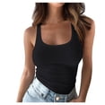 thumbnail image 4 of AherBiu Going out Tops for Women Ribbed Tank Tops Sleeveless Slim Cami Shirts Solid Color Undershirt, 4 of 4