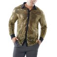 thumbnail image 2 of Faithtur New Fashion Men Spring Autumn Sequins Shirt Long Sleeve Turn Down Collar Button Dot Shirts, 2 of 6