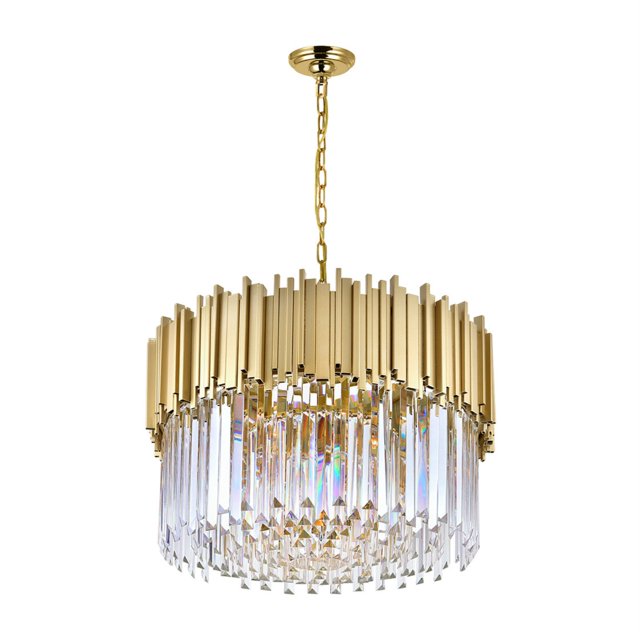 Lustre à 7 Lumières en Duvet avec Médaillon, Fini Or