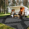 thumbnail image 4 of Nanan 8x10 Modern Geometric Outdoor Rug, All-Weather Waterproof Patio Mat, UV Resistant, Stain Resistant, Easy Clean Plastic Rug for Yard, Deck, Balcony, Camping,Black White, 4 of 8