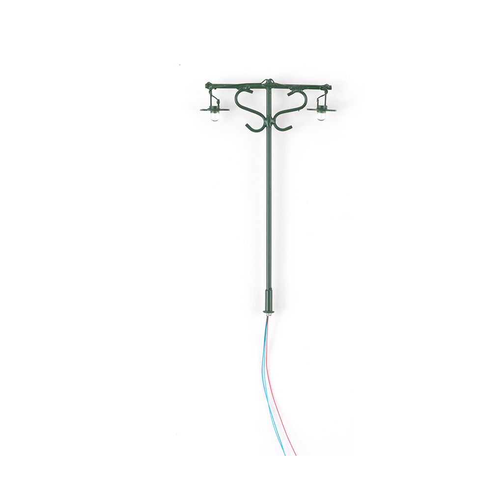 Youkk Lampes de Mise en Page de Modèles à Double Têtes Lampes de Jardin d'Extérieur Échelle Mini Mini Lampadaire Cour Table Train Décorations de Rue Vert(1:87)(Chaud)