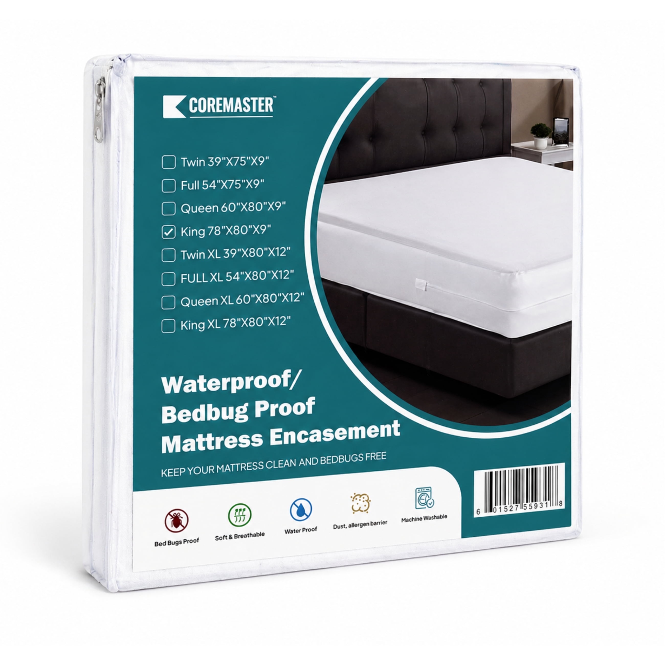 Coremaster Waterproof Mattress Protector Bed Bug Cover Full XL