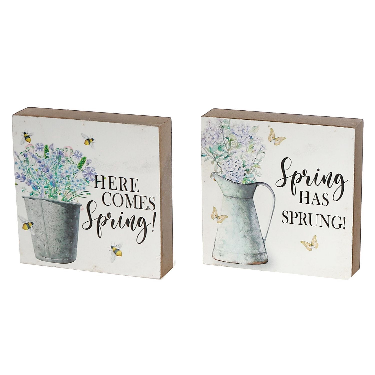 Blocs Carrés Mdf Spring Floral - Ensemble De 2