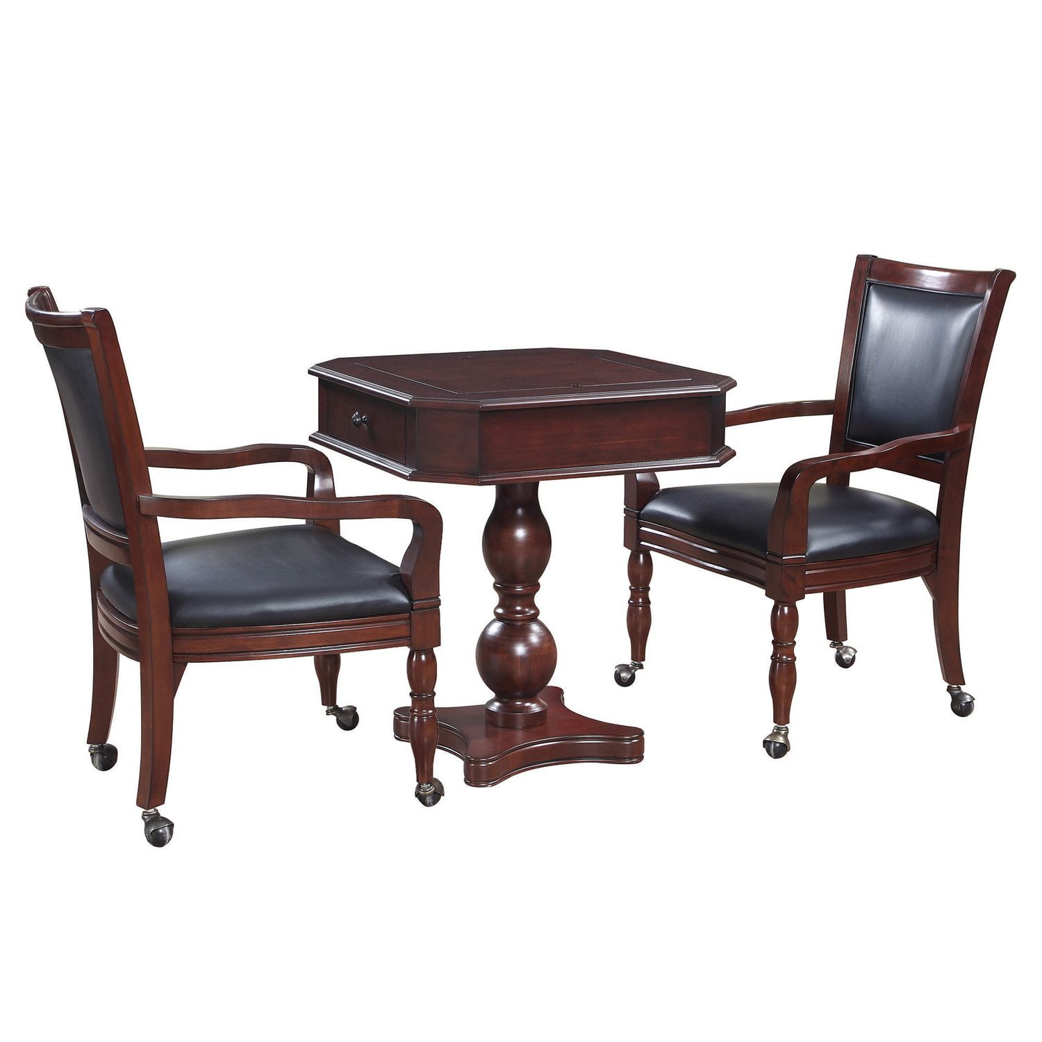 Jeu d’échecs, dames et backgammon Fortress de Hathaway sur table en piédestal avec chaises