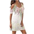 thumbnail image 2 of Robes d'Été Grande Taille pour Femmes 2024 à Imprimé, Manches Courtes, Épaules Dénudées, Col Rond, Économisez jusqu'à 65 % de Rabais!, 2 of 5