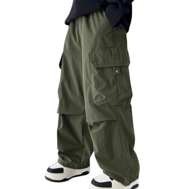 PMVFHDE Boys Casual Pants Boys Pants Drawstring Elastic Sweatpants Active Joggers Warm Sweatpants For Kids Green,13-14 Years