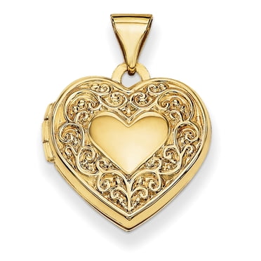 Médaillon Cœur à Volutes en Or Jaune 14 K