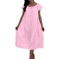 thumbnail image 1 of Timegard Chemises de Nuit pour Femmes Col Rond Manches Courtes Chemises de Nuit Décontractées Smockées Nœud Uni Tenue d'Intérieur, 1 of 6