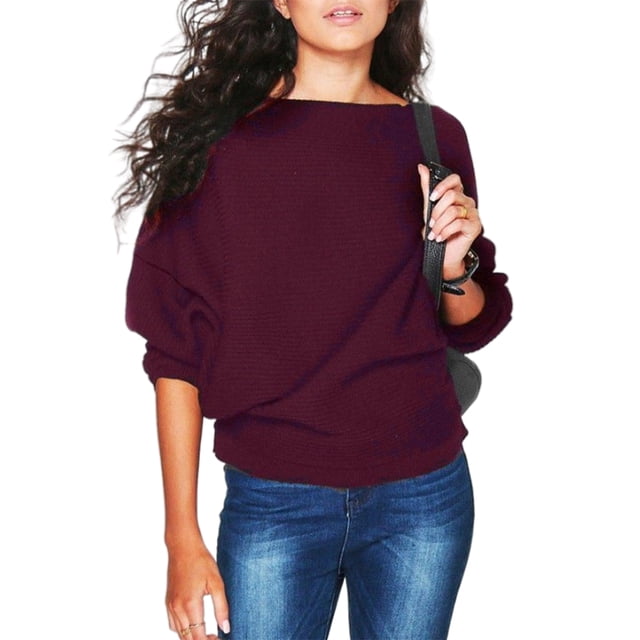Innerwin Pull d'Hiver Chaud pour Femmes, Décontracté, Couleur Unie, Thermique, Rouge Vin m